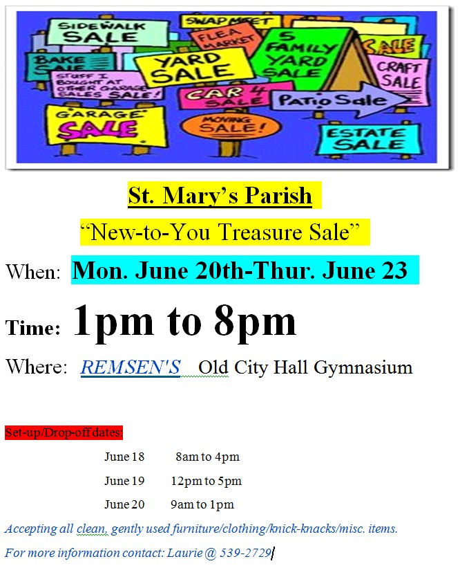 St. Mary’s Parish Garage Sale City of Remsen, Iowa Official site